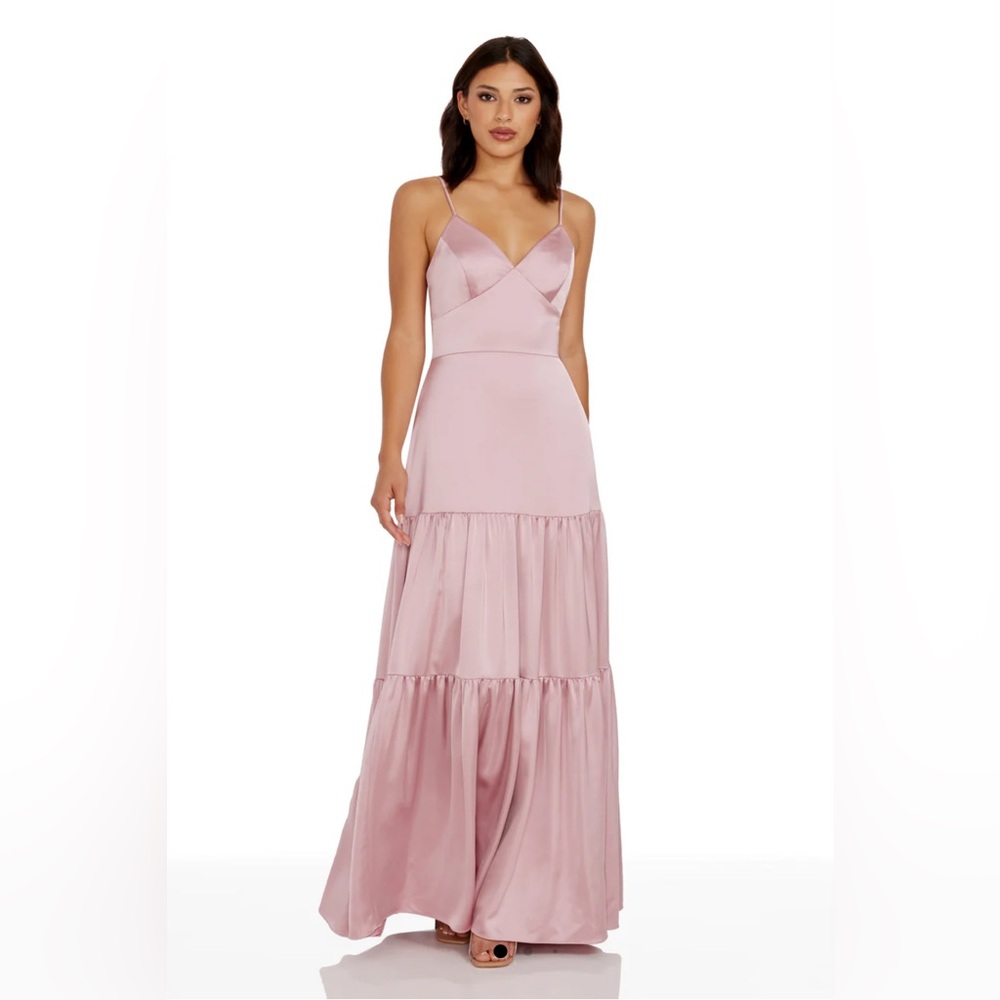 Dress the Population Blush Pink Satin Maxi Dress